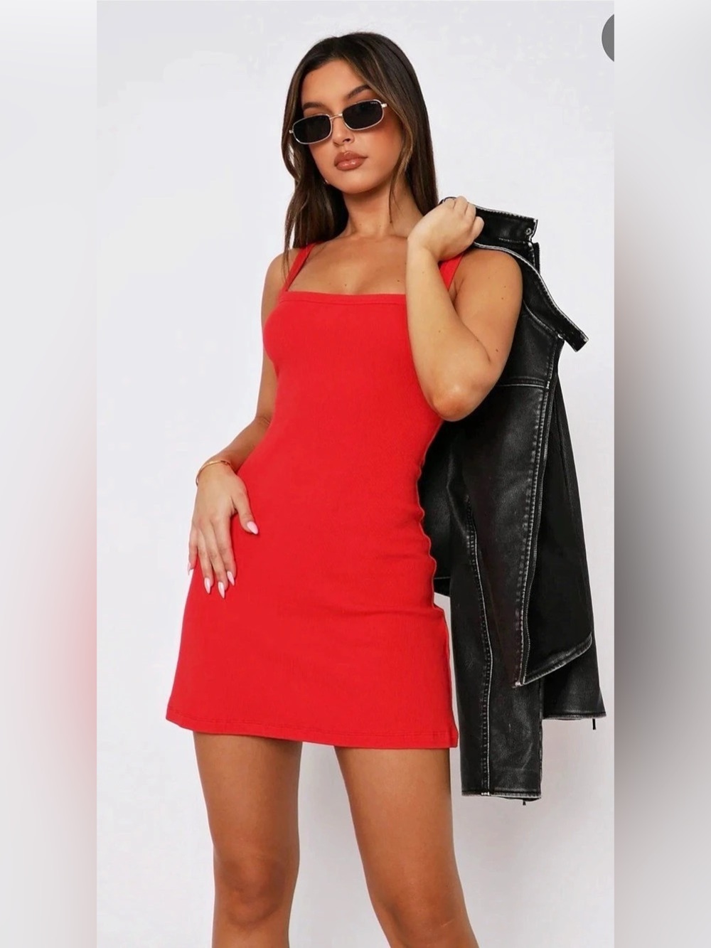 White Fox In This Moment Ribbed Midi Dress Red Ribbed Mini Dress XXS NWT